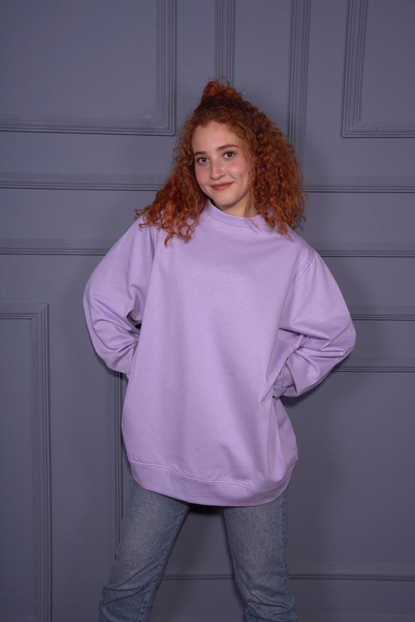 Starinci MayoStarinci Kadın Oversize Basic Sweatshirt Tunik Mor