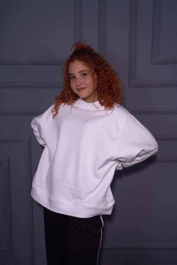 Starinci MayoStarinci Kadın Oversize Basic Sweatshirt Beyaz