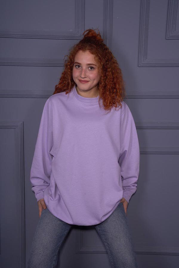 Starinci MayoStarinci Kadın Oversize Basic Sweatshirt Tunik Mor