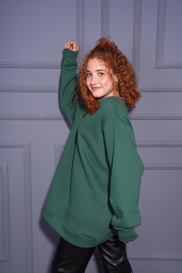 Starinci MayoStarinci Kadın Yeşil Basic Oversize Sweatshirt