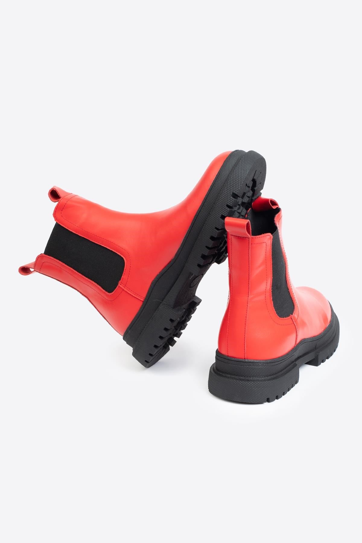 KADIN HAKİKİ DERİ BOT KIRMIZI