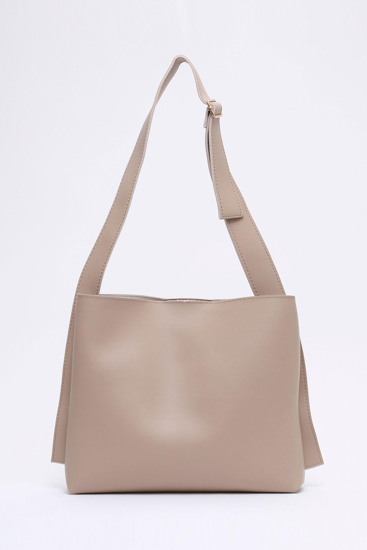 Suni Deri Bej El, Kol Ve Omuz Çantası 