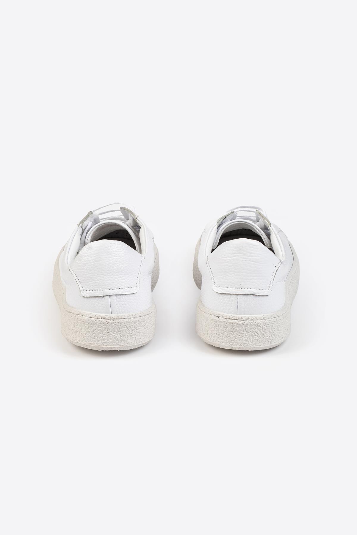Erkek Beyaz Deri Sneaker – Flotur Deri, Kauçuk Taban 