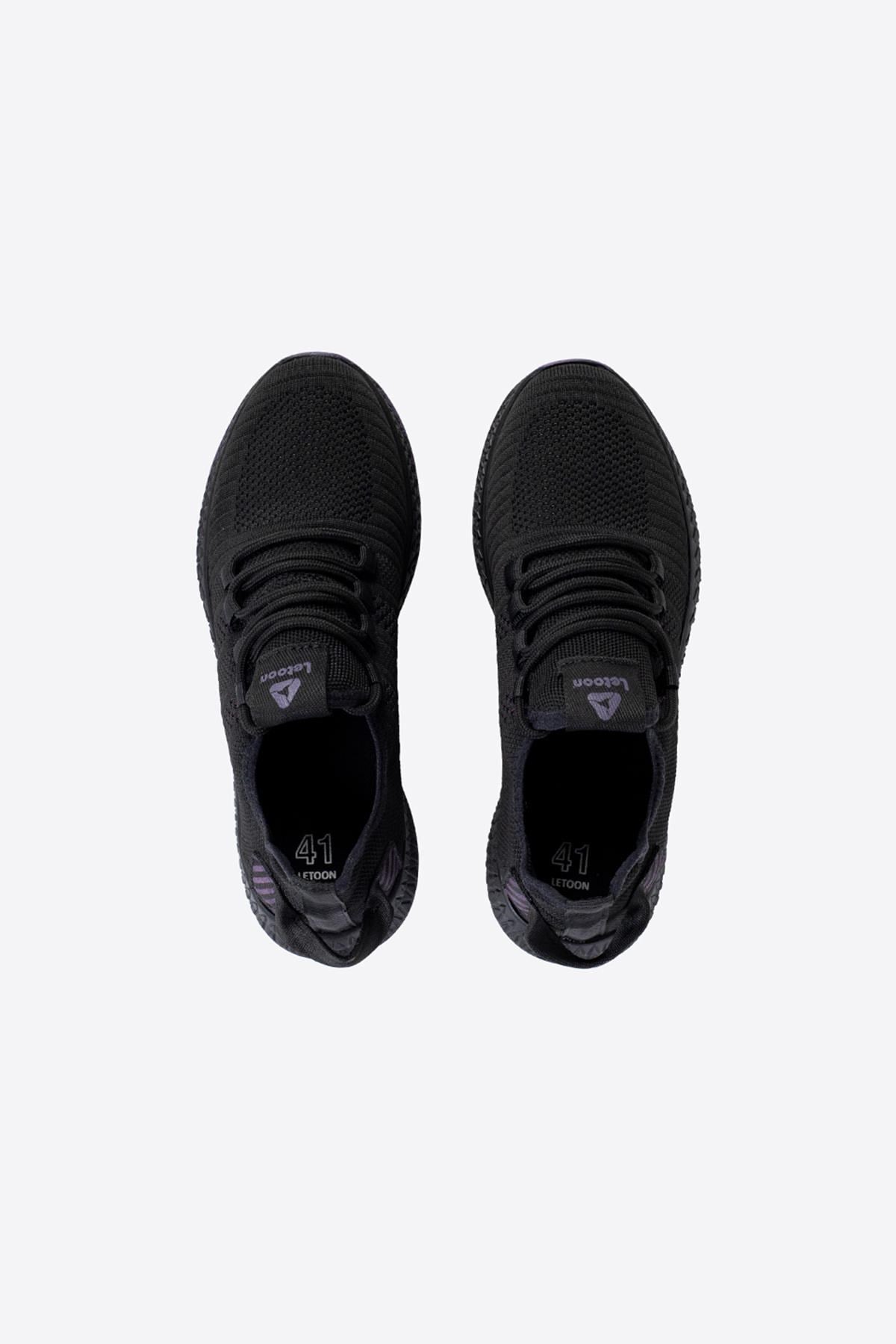Letoon 2103 Unisex Siyah Mor Spor Ayakkabı