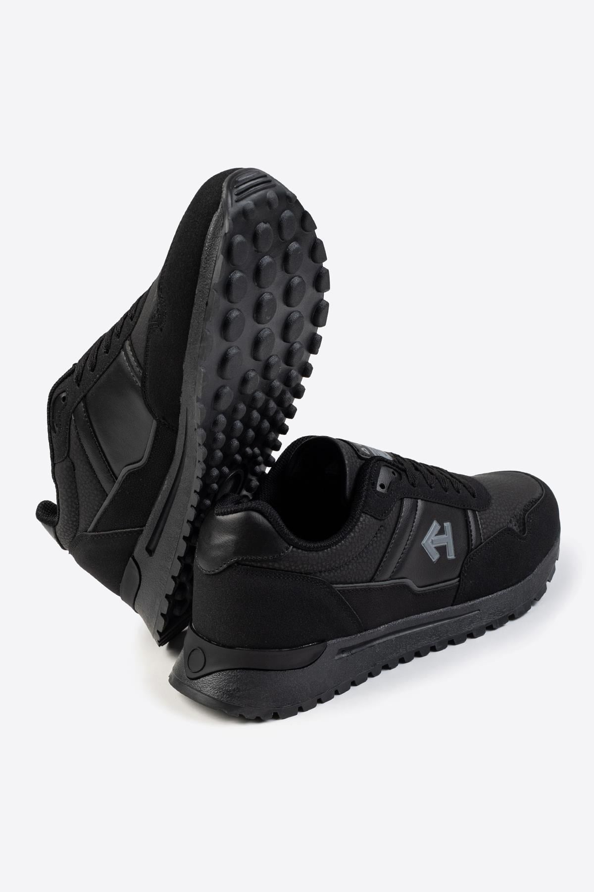 Letoon Logo Baskılı Erkek Premium Siyah Sneaker 