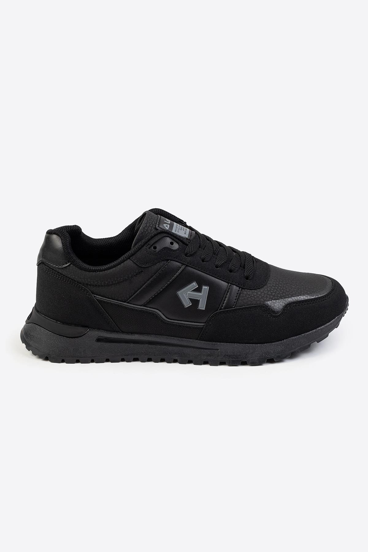 Letoon Logo Baskılı Erkek Premium Siyah Sneaker 