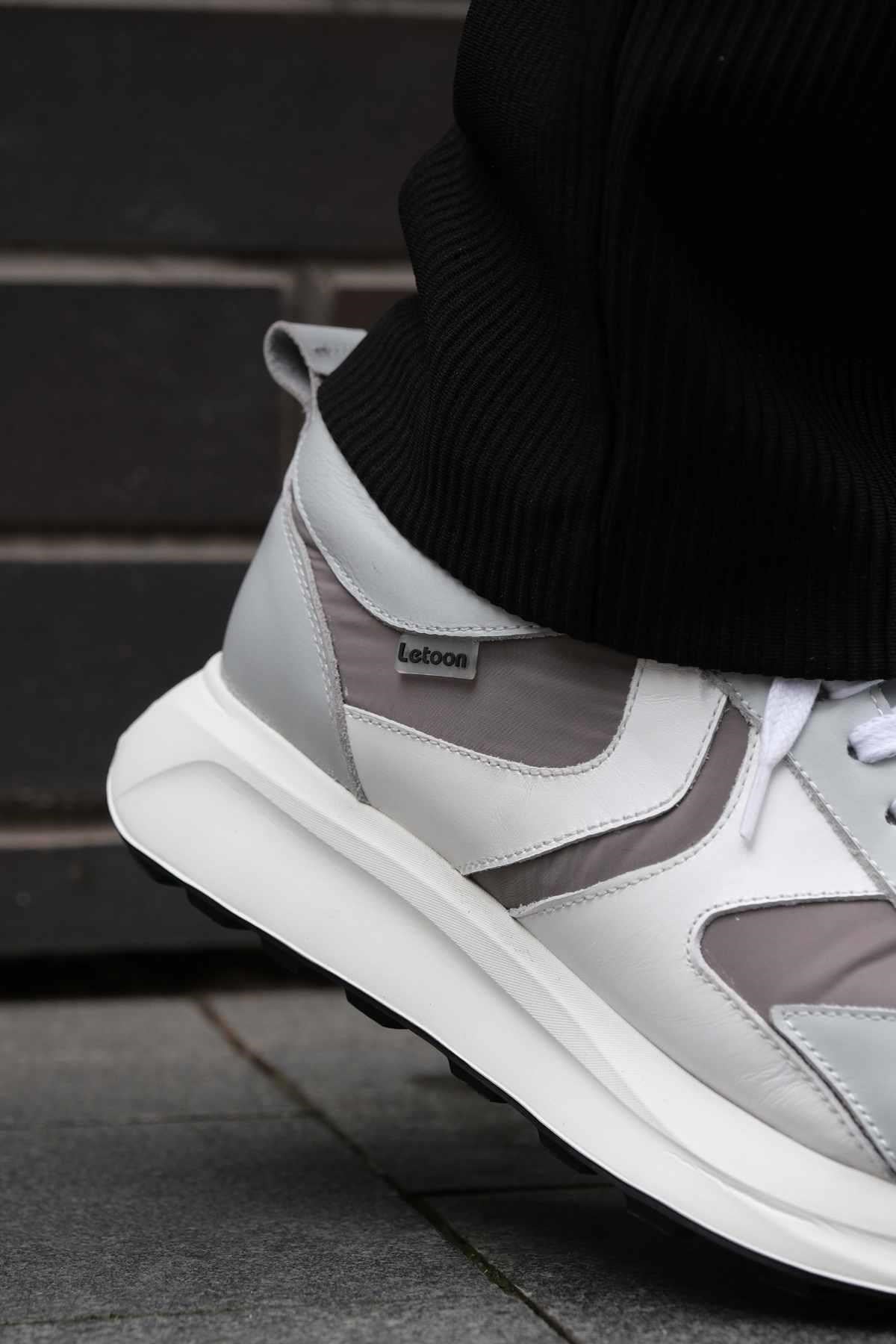 Letoon LTN-S01 Deri Gri Erkek Sneaker 