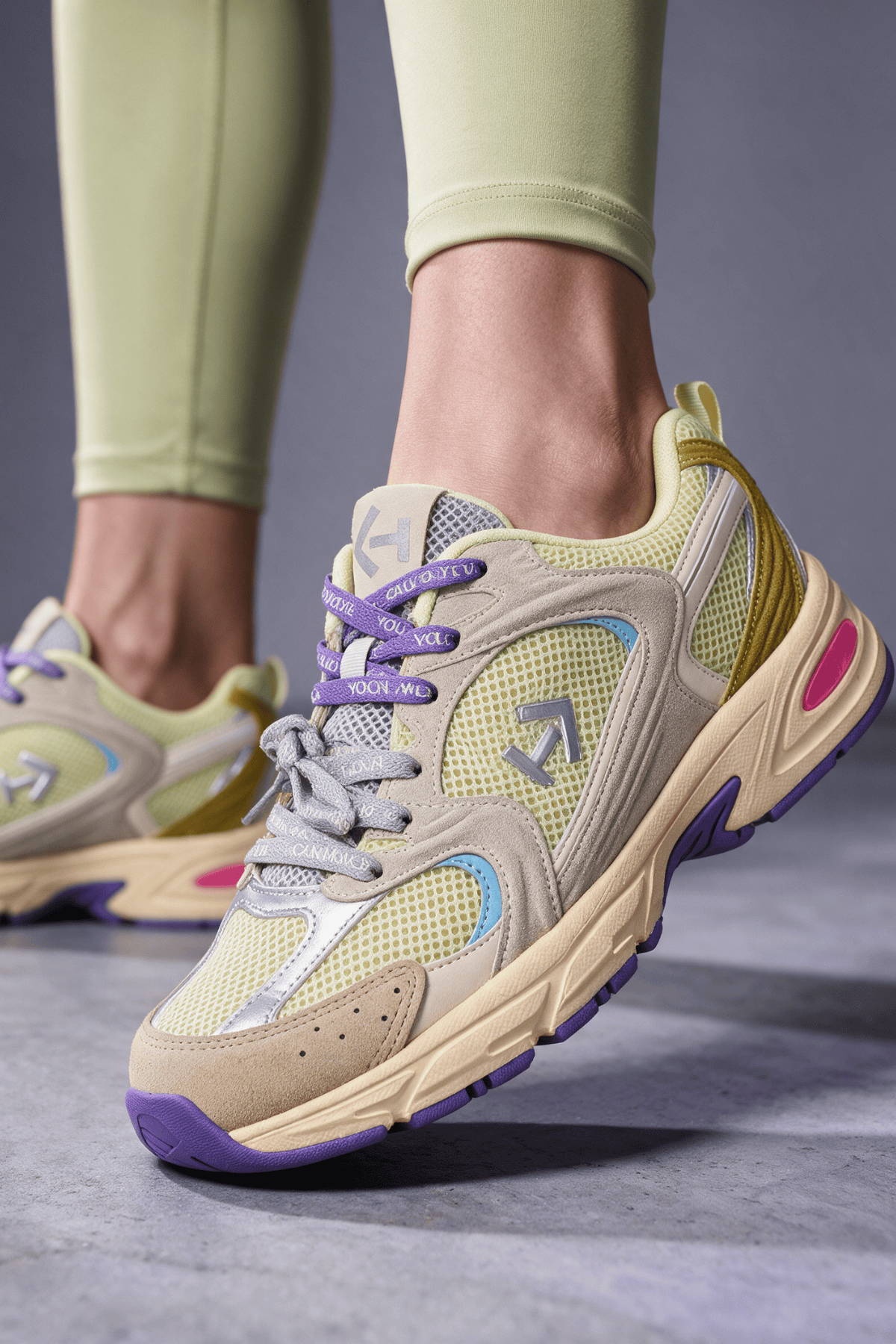 Letoon  MOVE-25 Retro Tasarım Kalın Tabanlı File Detaylı Günlük Sneaker Spor Ayakkabı SARI