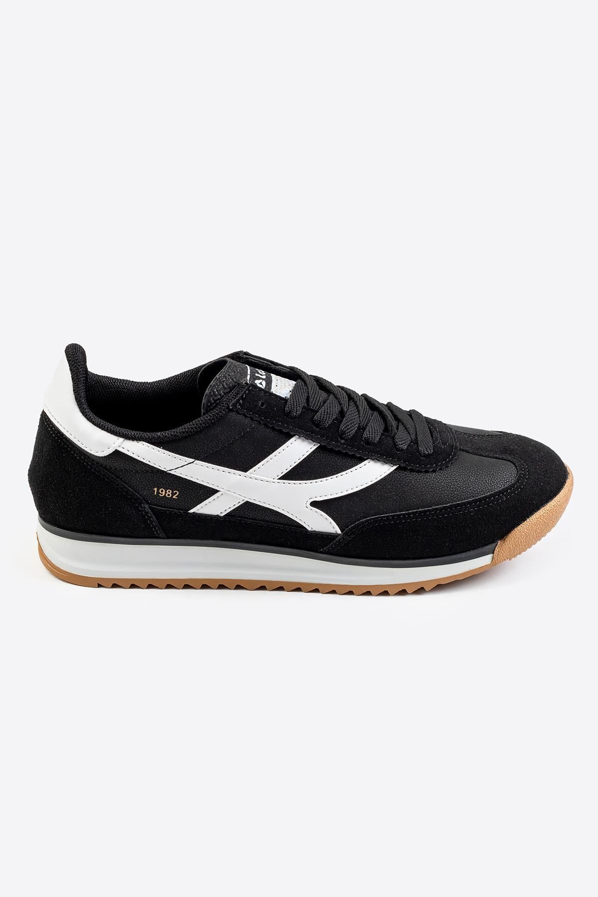 Letoon Retro Şerit Detaylı Siyah Beyaz Sneaker 