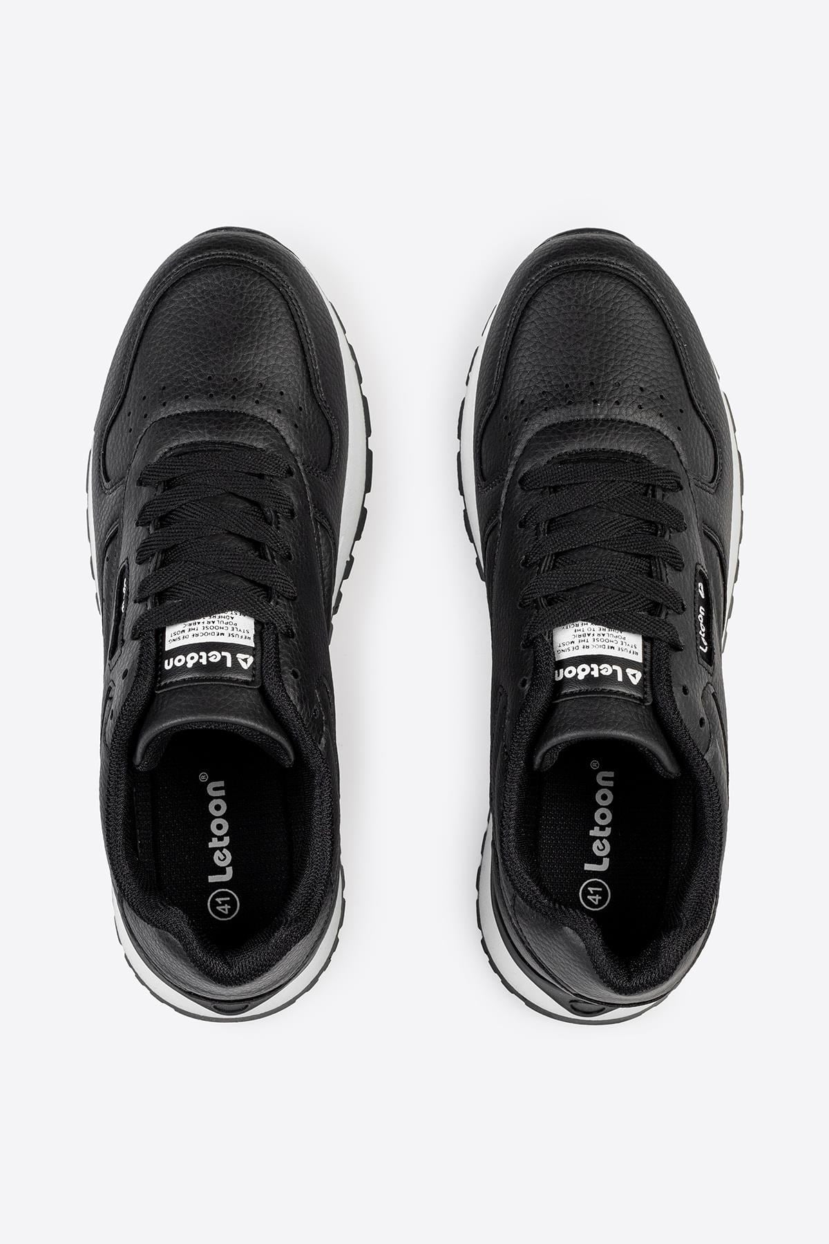Letoon Tornado Erkek Premium Siyah Beyaz Sneaker 