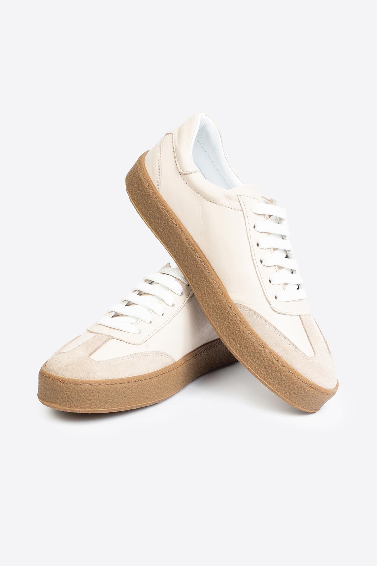 LTN-HY04 Erkek Hakiki Deri Günlük Sneaker –Bej Casual Ayakkabı 