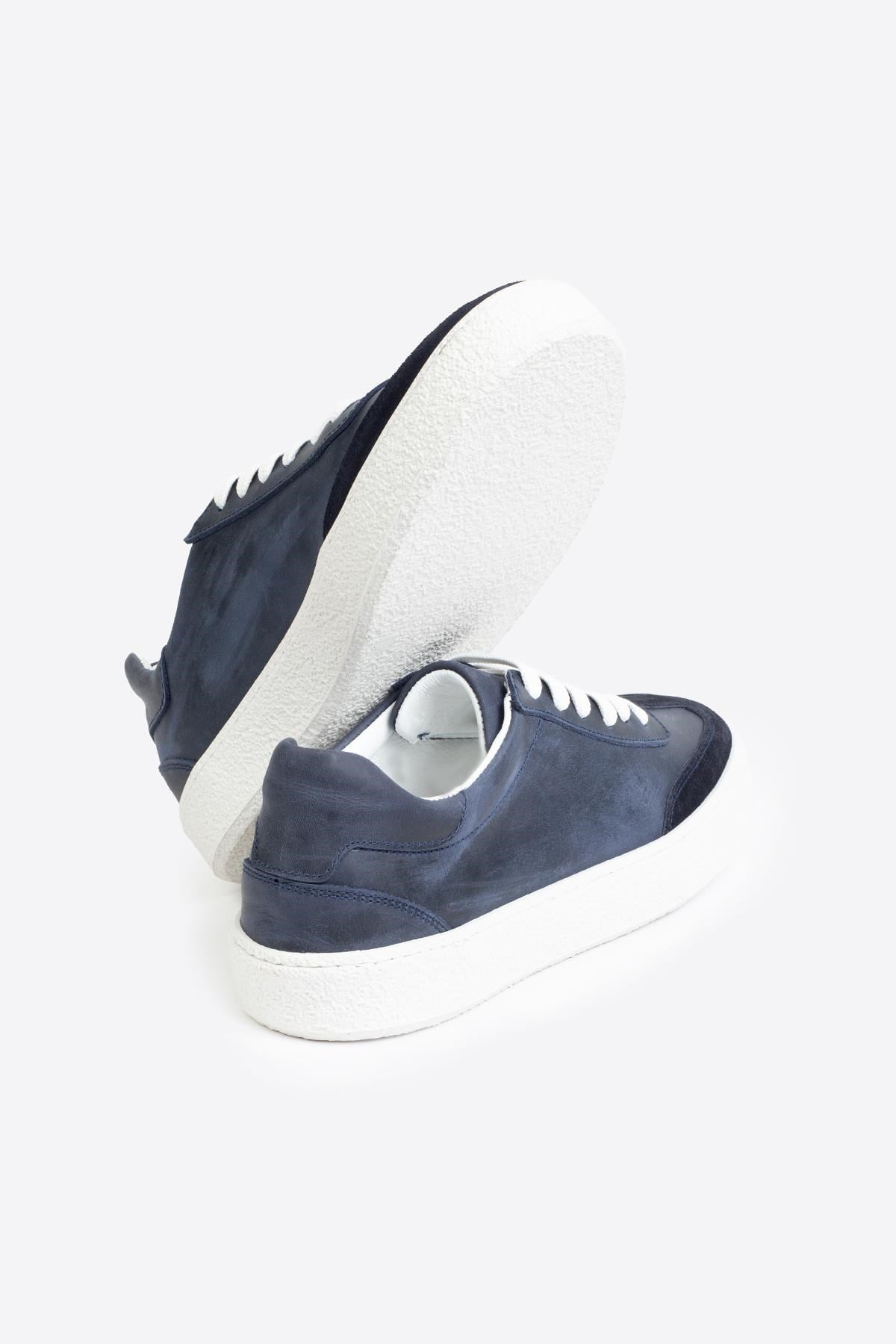 LTN-HY04 Erkek Hakiki Deri Günlük Sneaker –Lacivert Casual Ayakkabı 