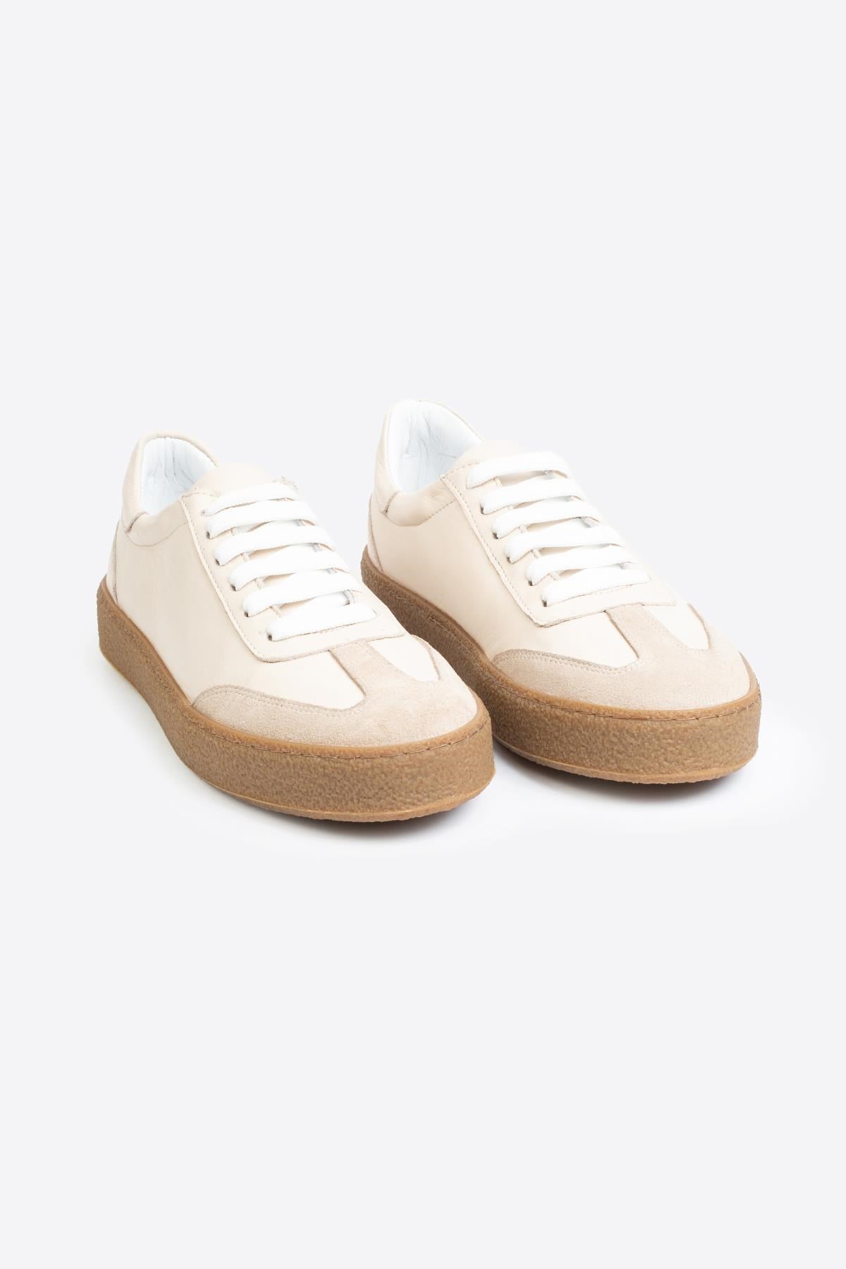 LTN-HY04 Erkek Hakiki Deri Günlük Sneaker –Bej Casual Ayakkabı 