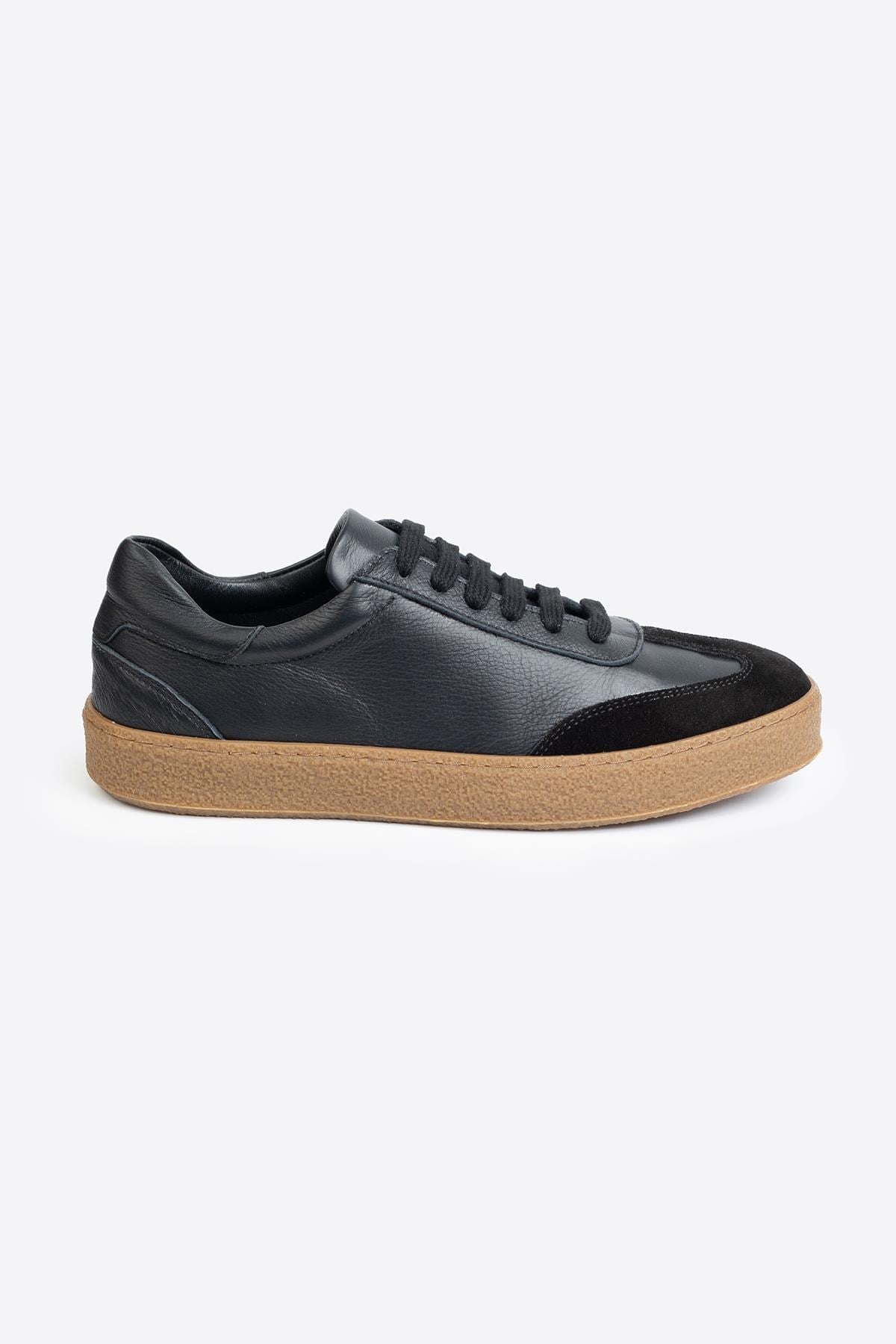 LTN-HY04 Erkek Hakiki Deri Günlük Sneaker –Siyah Casual Ayakkabı