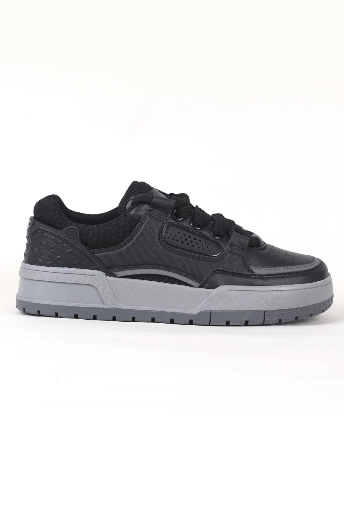 Letoon MOVE-EOPAIA Kalın Tabanlı Retro Tasarım Bağcıklı Günlük Sneaker Spor Ayakkabı SİYAH