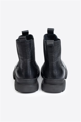 KADIN HAKİKİ DERİ BOT SİYAH