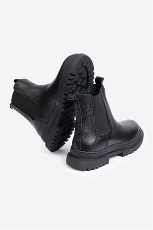 KADIN HAKİKİ DERİ BOT SİYAH
