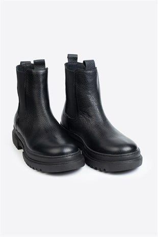 KADIN HAKİKİ DERİ BOT SİYAH