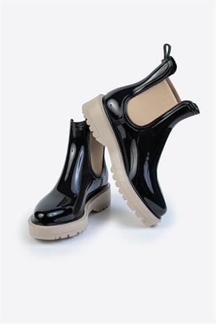 Kadın Parlak Chelsea Yağmur Botu –Kalın Taban Bot 