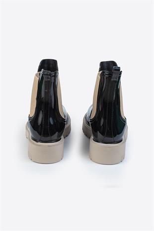 Kadın Parlak Chelsea Yağmur Botu –Kalın Taban Bot 