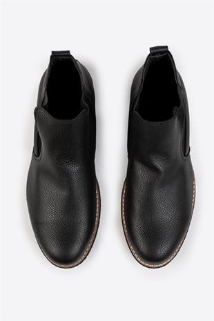 Letoon Erkek Lastik Detaylı Siyah Chelsea Bot 