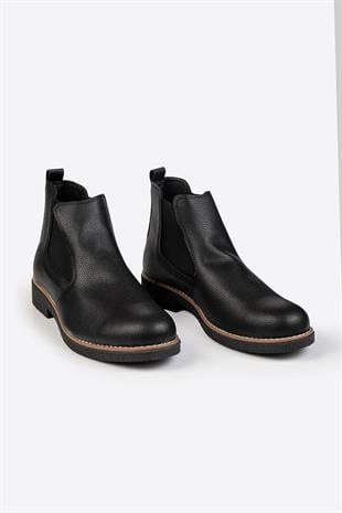 Letoon Erkek Lastik Detaylı Siyah Chelsea Bot 