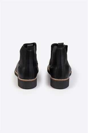 Letoon Erkek Lastik Detaylı Siyah Chelsea Bot 