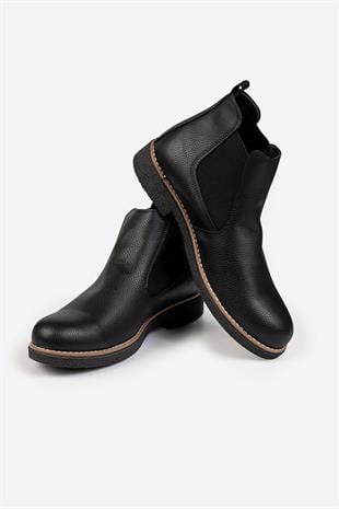 Letoon Erkek Lastik Detaylı Siyah Chelsea Bot 