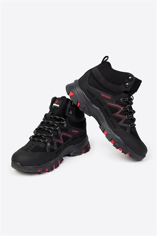 Letoon Nkt2079  Siyah Kırmızı Renk Trekking Erkek Bağcıklı Bot