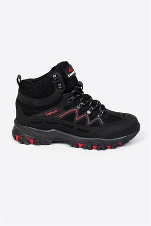 Letoon Nkt2079  Siyah Kırmızı Renk Trekking Erkek Bağcıklı Bot