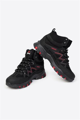Letoon Nkt2079  Siyah Kırmızı Renk Trekking Erkek Bağcıklı Bot