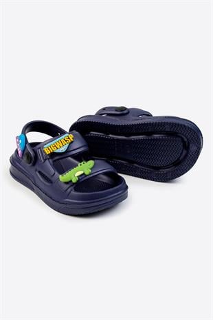 Çocuk Yazlık Lacivert Terlik – Sevimli  Aksesuarlı, Hafif ve Kaymaz Tabanlı 