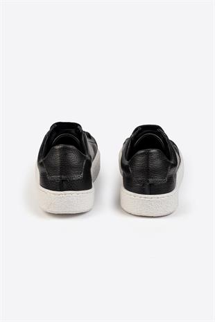 Erkek Siyah Deri Sneaker – Flotur Deri, Kauçuk Taban 