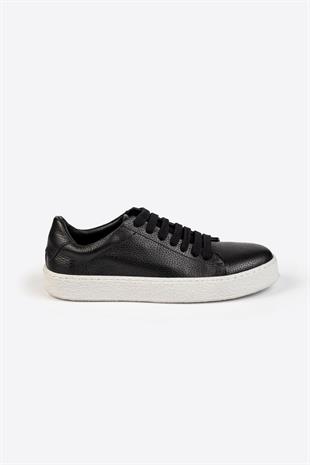 Erkek Siyah Deri Sneaker – Flotur Deri, Kauçuk Taban 
