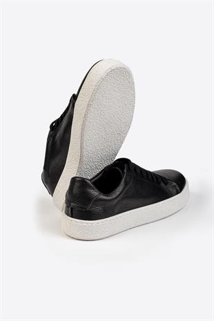 Erkek Siyah Deri Sneaker – Flotur Deri, Kauçuk Taban 