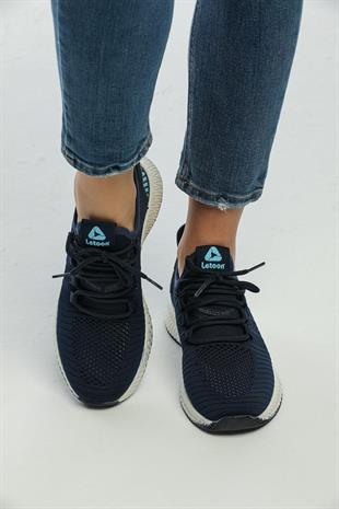 Letoon 2103 Unisex Pudra Lacivert Turkuaz Spor Ayakkabı