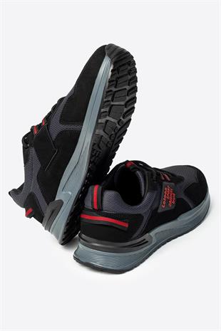 Letoon Dekart Erkek Siyah Renk Günlük Baskılı Spor Ayakkabı 