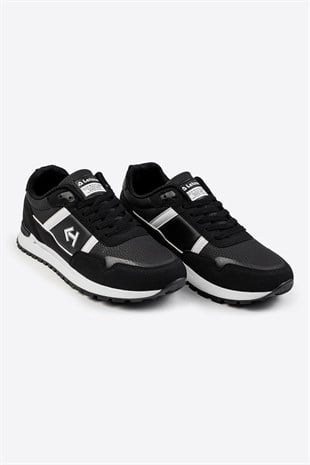 Letoon Logo Baskılı Erkek Premium Siyah Beyaz Sneaker 