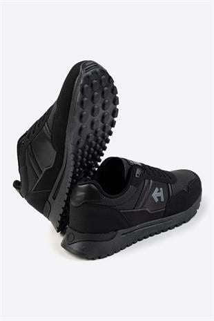 Letoon Logo Baskılı Erkek Premium Siyah Sneaker 