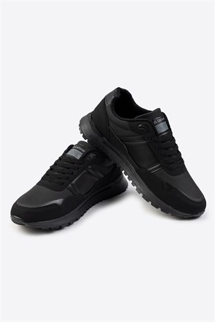 Letoon Logo Baskılı Erkek Premium Siyah Sneaker 