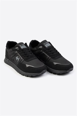 Letoon Logo Baskılı Erkek Premium Siyah Sneaker 