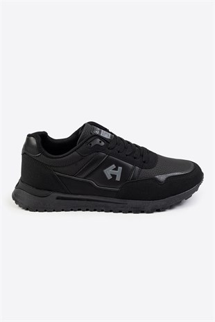 Letoon Logo Baskılı Erkek Premium Siyah Sneaker 