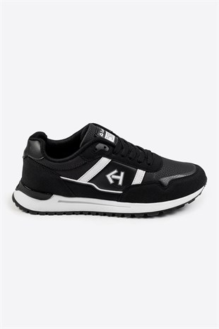 Letoon Logo Baskılı Erkek Premium Siyah Beyaz Sneaker 