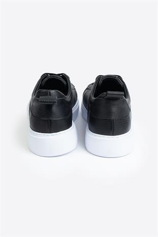 Letoon LTN-H01 Siyah Beyaz Hakiki Deri Erkek Spor Ayakkabı 