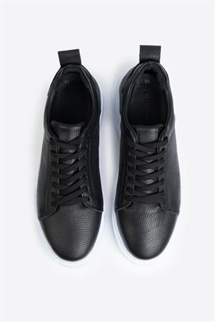 Letoon LTN-H01 Siyah Beyaz Hakiki Deri Erkek Spor Ayakkabı 