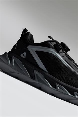 Letoon MOVE-11 Nefes Alabilen File Yapı, Hafif EVA Taban, Bağcıklı Siyah Günlük Ayakkabı 