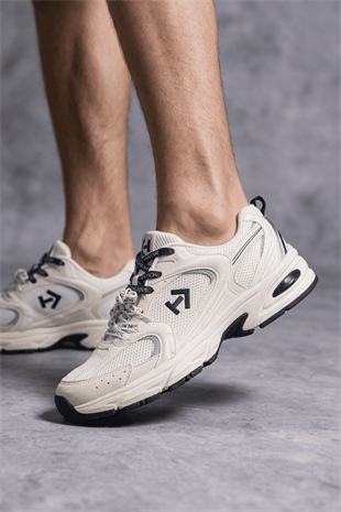 Letoon  MOVE-25 Retro Tasarım Kalın Tabanlı File Detaylı Günlük Sneaker Spor Ayakkabı BEYAZ
