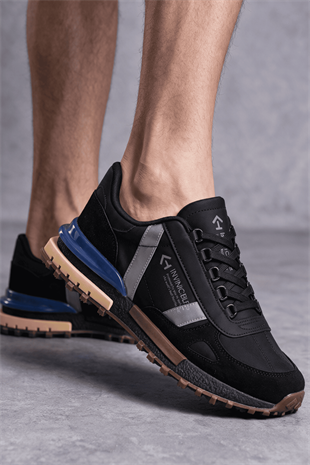 Letoon  MOVE-30 Unisex Retro Kalın Tabanlı Bağcıklı Günlük Sneaker Spor Ayakkabı SİYAH