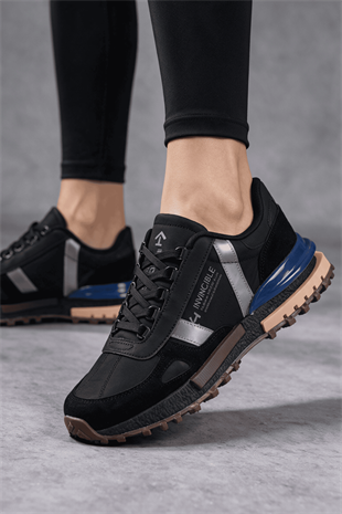 Letoon  MOVE-30 Unisex Retro Kalın Tabanlı Bağcıklı Günlük Sneaker Spor Ayakkabı SİYAH