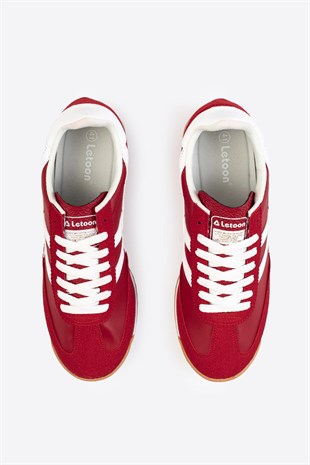 Letoon Retro Şerit Detaylı Kırmızı Sneaker 